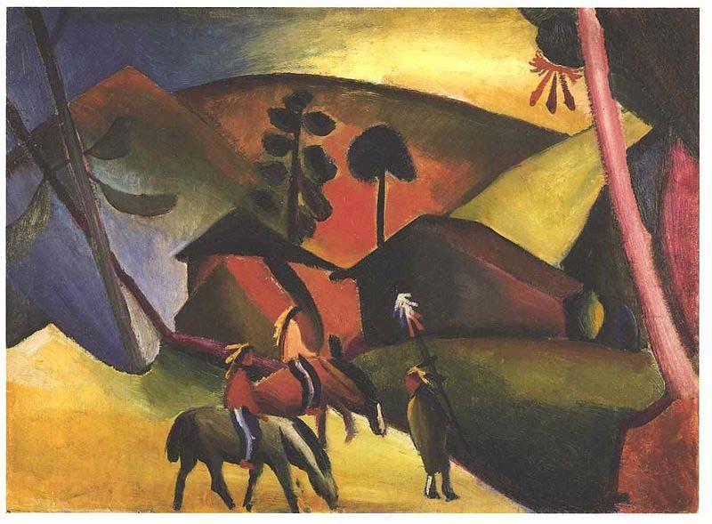August Macke Native Aericans on horses Norge oil painting art